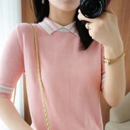 T-shirt women's summer new 100% cotton knitted sweater short-sleeved casual lapel stitching large size women's pullover
