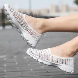 STRONGSHEN Women's Summer Sneakers Slip On Flat Shoe Women's Fashion Casual Loafers Walking Shoe Outdoor Mesh Soft Bottom Sports