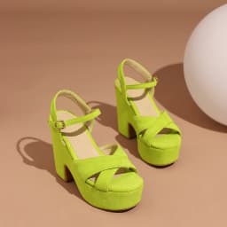Frosted Flock Material Wedge Heel Breathable Women's Summer Sandals Ultra-High Waterproof Platform Fluorescent Green Sandals