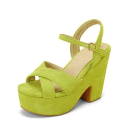 Frosted Flock Material Wedge Heel Breathable Women's Summer Sandals Ultra-High Waterproof Platform Fluorescent Green Sandals