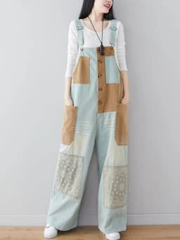 Amax luluE 2024 Japanese Design Ladies Luxury Fashion Denim Overalls Women Loose Vintage Jeans Printed Patchwork Punk Streetwear