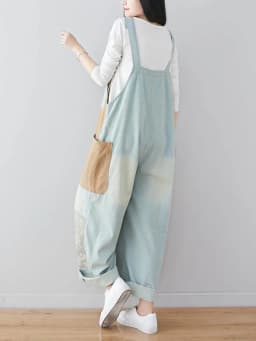 Amax luluE 2024 Japanese Design Ladies Luxury Fashion Denim Overalls Women Loose Vintage Jeans Printed Patchwork Punk Streetwear