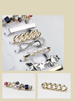 Sneakers Shoelaces Decoration Metal Shoelace Buckle Pearl Shoes Charm Accessories Shiny Rhinestones Women Shoe laces Decorative