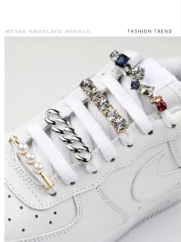 Sneakers Shoelaces Decoration Metal Shoelace Buckle Pearl Shoes Charm Accessories Shiny Rhinestones Women Shoe laces Decorative