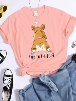 Talk To The Fluff Kawaii Corgi Print Female T Shirt Summer Comfortable Tshirt Street Hip Hop Tops Tee Breathable Cool Crop Top