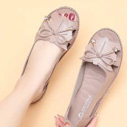 Lorilury Red Bowtie Peep Toe Summer Sandals Women Breathable Leather Moccasin Female Ladies Wedges Elegant Shoes Big Size 41 42