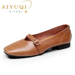AIYUQI Women Flat Shoes 2024 Spring New Genuine Leather Women Casual Shoes Large Size 35-43 Comfortable Mother Shoes Women