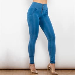 Shascullfites High Stretch Jeans Soft Stretchable for Ladies Sexy Black Blue Elastic Skinny Female Fitness Jeans with Zipper