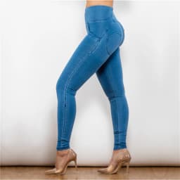 Shascullfites High Stretch Jeans Soft Stretchable for Ladies Sexy Black Blue Elastic Skinny Female Fitness Jeans with Zipper