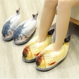 Winter Cotton Slippers For Men And Women Funny Simulation Fish Cotton Slippers Non-Slip Thick-Soled Home Plush Cotton Shoes
