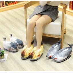 Winter Cotton Slippers For Men And Women Funny Simulation Fish Cotton Slippers Non-Slip Thick-Soled Home Plush Cotton Shoes