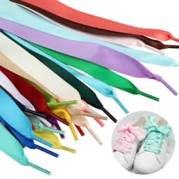 1Pair 2CM Width Flat Ribbon Shoe Laces Rubber Sneakers Silk Satin Shoelace Boot Women Beautiful Shoelaces for Kids 100/120/140Cm
