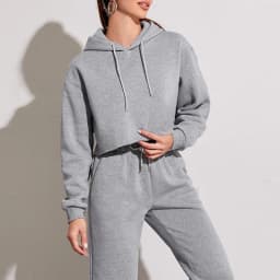 Solid Women's Crop Hoodie Thin Long Sleeve Spring Autumn Ladies Streetwear Pullover Sweatshirt M30635