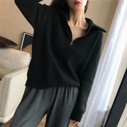European goods autumn and winter add thick turtleneck sweater female loose outside wear pure color wool knitting bottom recreati
