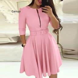 Women Bodycon Dress O Neck Solid Color Three Quarter Sleeve Dresses Ladies Party Dress Elegant Dresses Woman Party Night