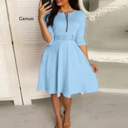 Women Bodycon Dress O Neck Solid Color Three Quarter Sleeve Dresses Ladies Party Dress Elegant Dresses Woman Party Night