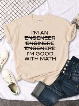Woman T-Shirts I'M Good With Math Cool Personalized Text Printing Tees Female Summer Oversize t Shirt Loose Fitted Woman Tops