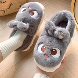White Bunny Slippers For Home Kawaii Shoes Women Rabbit Fluffy Slippers Winter Indoor Sandals Woman Platform Bootie Slipper New