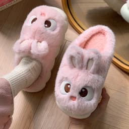 White Bunny Slippers For Home Kawaii Shoes Women Rabbit Fluffy Slippers Winter Indoor Sandals Woman Platform Bootie Slipper New
