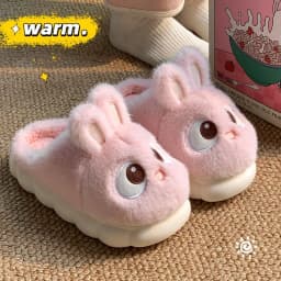 White Bunny Slippers For Home Kawaii Shoes Women Rabbit Fluffy Slippers Winter Indoor Sandals Woman Platform Bootie Slipper New