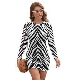 Rainbow Tiger Print Dress Long Sleeve Animal Pride Street Wear Dresses Modern Bodycon Dress Women Pattern Oversize Vestidos