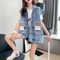 Women's Ripped Denim Vest Sleeveless Top Coat Korean Fashion Streetwear Retro Loose Spring Summer Autumn Student Jacket New