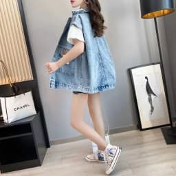 Women's Ripped Denim Vest Sleeveless Top Coat Korean Fashion Streetwear Retro Loose Spring Summer Autumn Student Jacket New