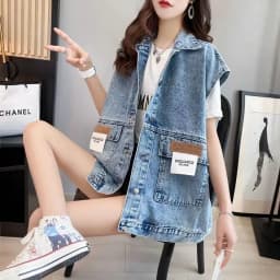 Women's Ripped Denim Vest Sleeveless Top Coat Korean Fashion Streetwear Retro Loose Spring Summer Autumn Student Jacket New
