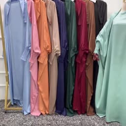 Muslim Women One Piece Prayer Abaya Dress-Velvety Satin, Smocking Sleeves. Dubai Eid Ramadan Islamic Clothing Hijabi Jilbab