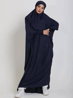 Muslim Women One Piece Prayer Abaya Dress-Velvety Satin, Smocking Sleeves. Dubai Eid Ramadan Islamic Clothing Hijabi Jilbab