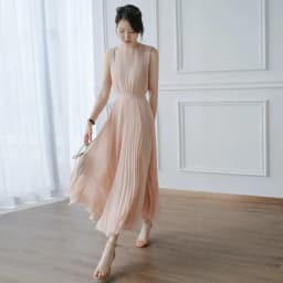 High Quality Women's Summer French Retro Gentle Pleated Sleeveless Long Skirt All-match Pink Chiffon Party Dress Office Wear New