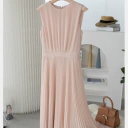 High Quality Women's Summer French Retro Gentle Pleated Sleeveless Long Skirt All-match Pink Chiffon Party Dress Office Wear New