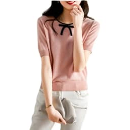 butterfly ice silk knit short sleeve cardigan women's summer style round collar cotton thread half sleeve loose T-shirt top