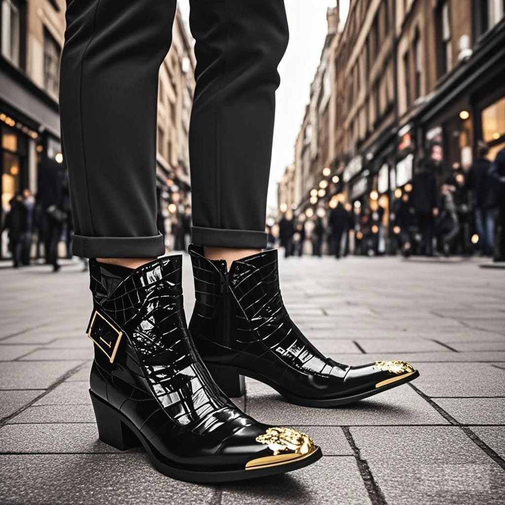 Spring and Autumn Lace high boots Men's boots White Pointed Cowhide Business Banquet Casual Leather boots High heels Boots