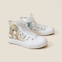 Amy and Michael Lolita Shoes Lovely Girls Students High Top Hand Painted Canvas Sneakers Breathable Kawaii Women Casual Trainers