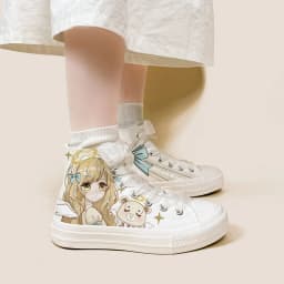 Amy and Michael Lolita Shoes Lovely Girls Students High Top Hand Painted Canvas Sneakers Breathable Kawaii Women Casual Trainers