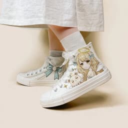 Amy and Michael Lolita Shoes Lovely Girls Students High Top Hand Painted Canvas Sneakers Breathable Kawaii Women Casual Trainers