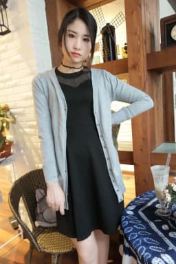 Outerwear V-neck Jersey Korean Fashion Style Cropped Blouses Long Woman Cardigan Knitted Ladies Sweaters Black Clothing Tricot