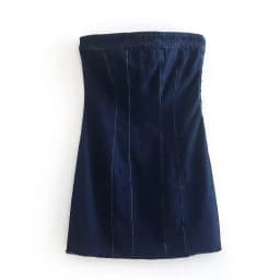 KEYANKETIAN Women's One-Line Neck Tube Top Denim Dress Summer New Fashion Chic Tight Light Blue Ladies Package Hip Mini Skirt