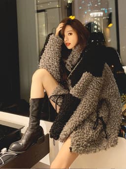 Amax luluE Winter Gray Loose Fur Coat 2024 Womens Casual Punk Style Jackets Ladies Harajuku Zippers Streetwear Vintage Clothing