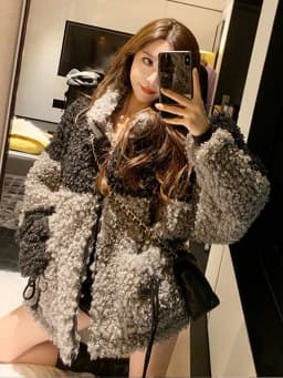 Amax luluE Winter Gray Loose Fur Coat 2024 Womens Casual Punk Style Jackets Ladies Harajuku Zippers Streetwear Vintage Clothing