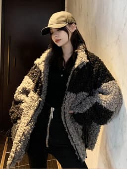 Amax luluE Winter Gray Loose Fur Coat 2024 Womens Casual Punk Style Jackets Ladies Harajuku Zippers Streetwear Vintage Clothing