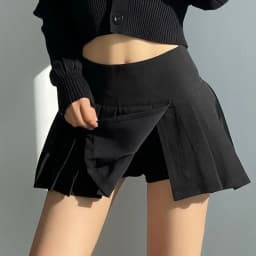 Lucyever Pleated Skirts Women Sexy Slim Side Split Anti-Glare Mini Skirt Female All-Match Solid Color High Waist A Line Skirt