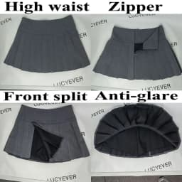 Lucyever Pleated Skirts Women Sexy Slim Side Split Anti-Glare Mini Skirt Female All-Match Solid Color High Waist A Line Skirt