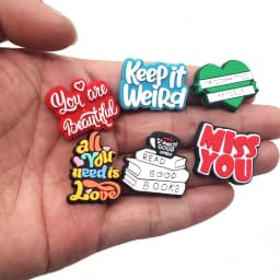 1PC Inspirational English Shoes Sandals Flower Shoe Buckle PVC  Shoe Charms Soft Rubber Garden Shoes Decorative Buckle