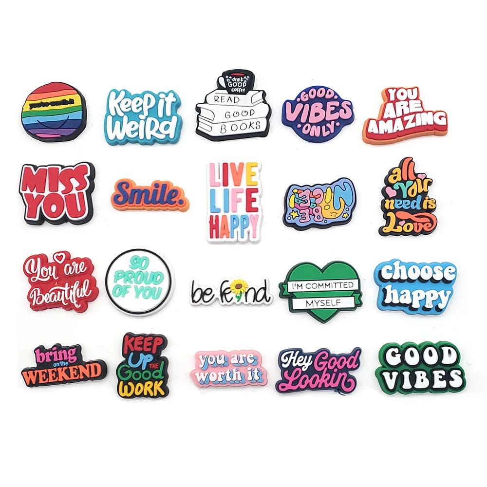 1PC Inspirational English Shoes Sandals Flower Shoe Buckle PVC  Shoe Charms Soft Rubber Garden Shoes Decorative Buckle