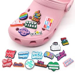 1PC Inspirational English Shoes Sandals Flower Shoe Buckle PVC  Shoe Charms Soft Rubber Garden Shoes Decorative Buckle