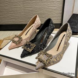 Spring and Summer Women's Single Shoes Pumps High Heels Thin Heels Party Sexy Rhinestone Pointed Toe Fashion Shaped Heels Solid