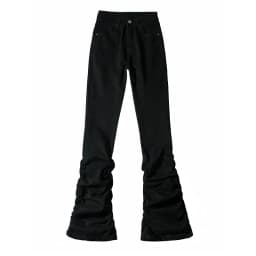 REDDACHiC Goth Lolita Black Pants Casual Flare Stacked Jeans Women Stretchy High Waist Trousers 2000s Y2K Grunge Emo Streetwear