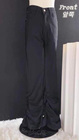 REDDACHiC Goth Lolita Black Pants Casual Flare Stacked Jeans Women Stretchy High Waist Trousers 2000s Y2K Grunge Emo Streetwear